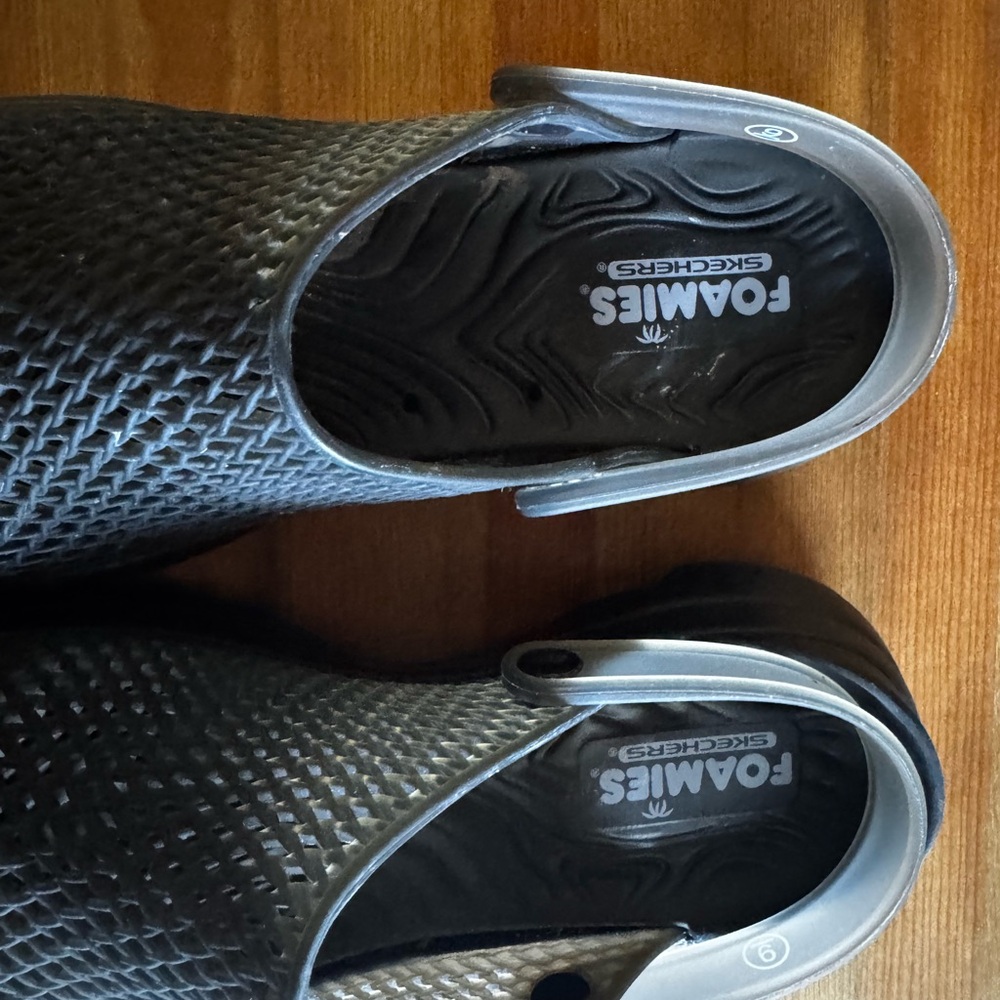 Skechers Foamies Black Mesh Slip-Ons - Picture 5 of 8
